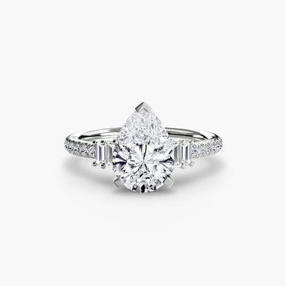 Solitaire Engagement Ring with Pavé Band - 2.4mm
