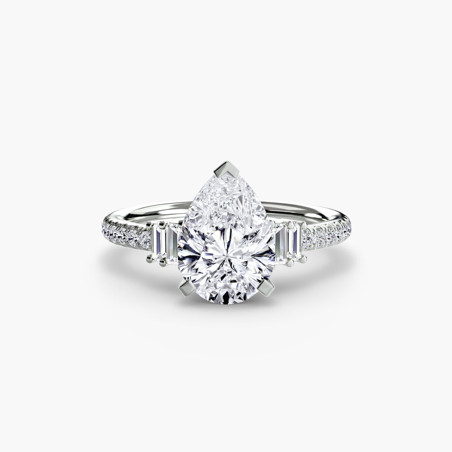Solitaire Engagement Ring with Pavé Band - 2.4mm