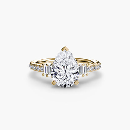 Solitaire Engagement Ring with Pavé Band - 2.4mm