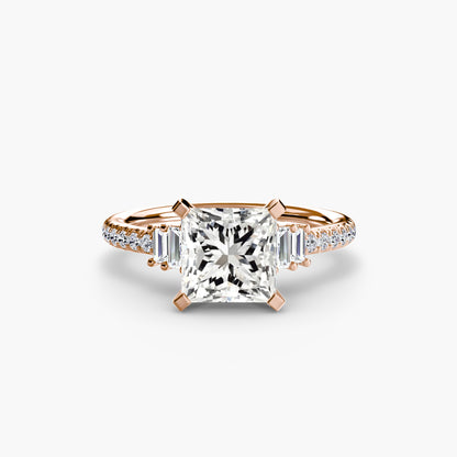 Solitaire Engagement Ring with Pavé Band - 2.4mm