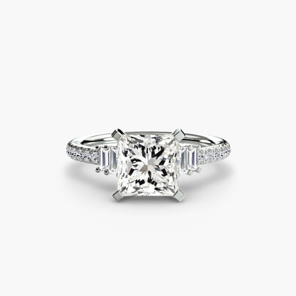 Solitaire Engagement Ring with Pavé Band - 2.4mm