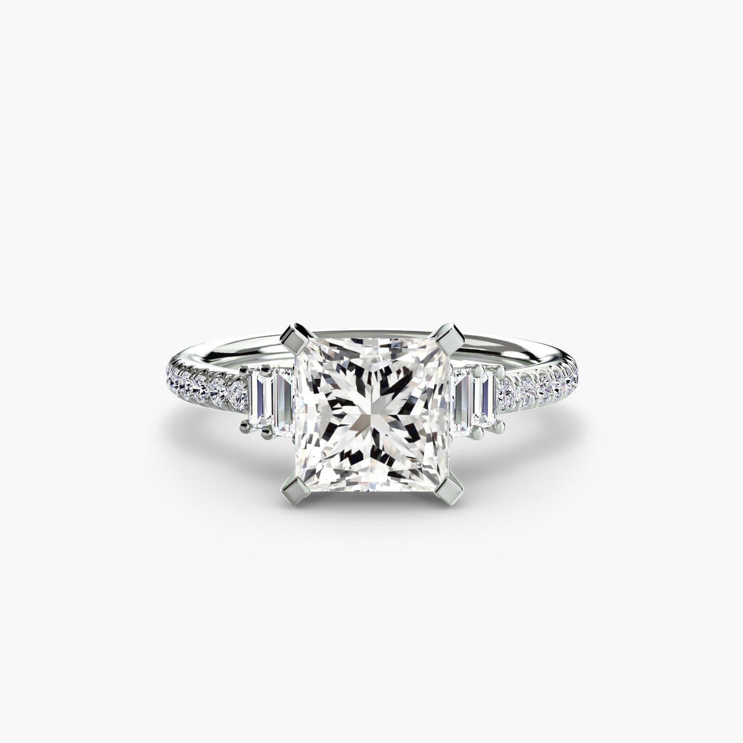 Solitaire Engagement Ring with Pavé Band - 2.4mm