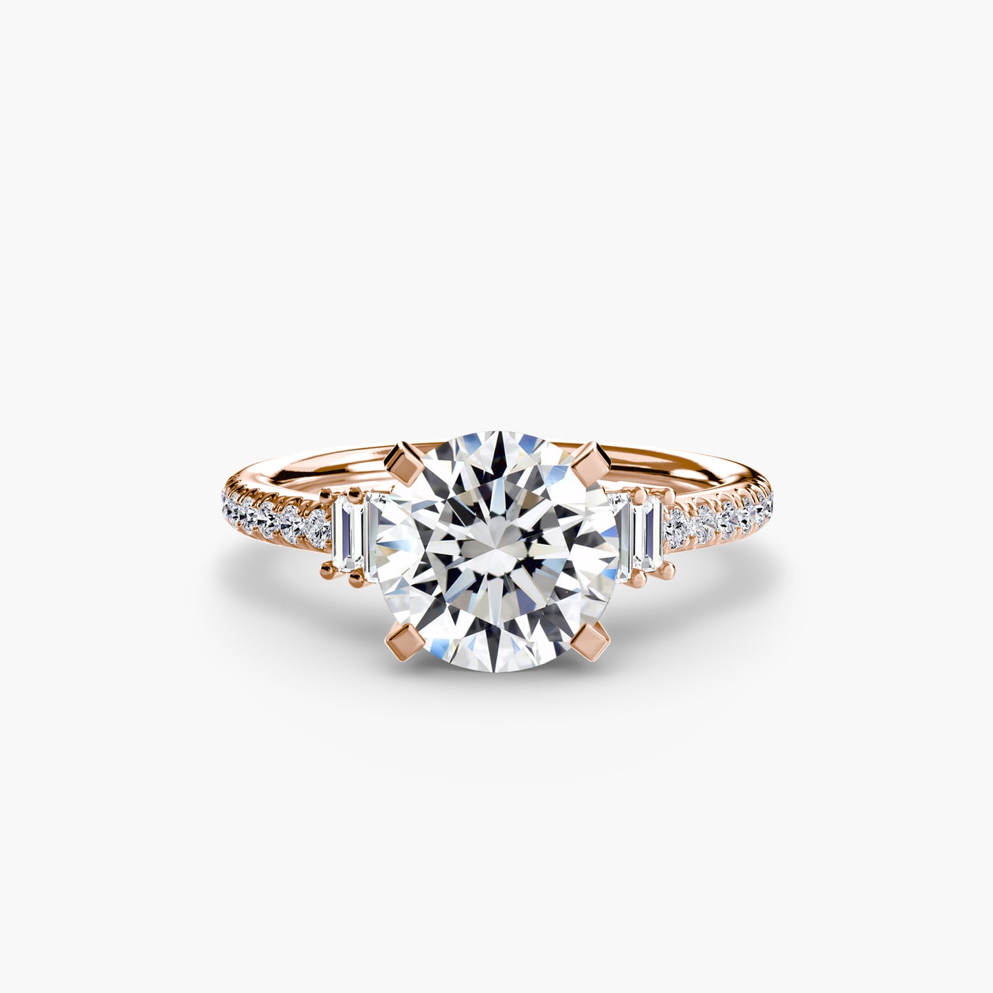Solitaire Engagement Ring with Pavé Band - 2.4mm