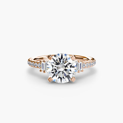 Solitaire Engagement Ring with Pavé Band - 2.4mm