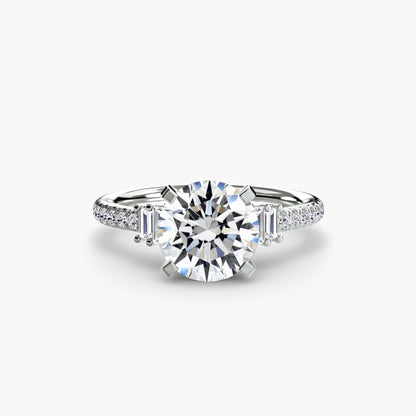 Solitaire Engagement Ring with Pavé Band - 2.4mm