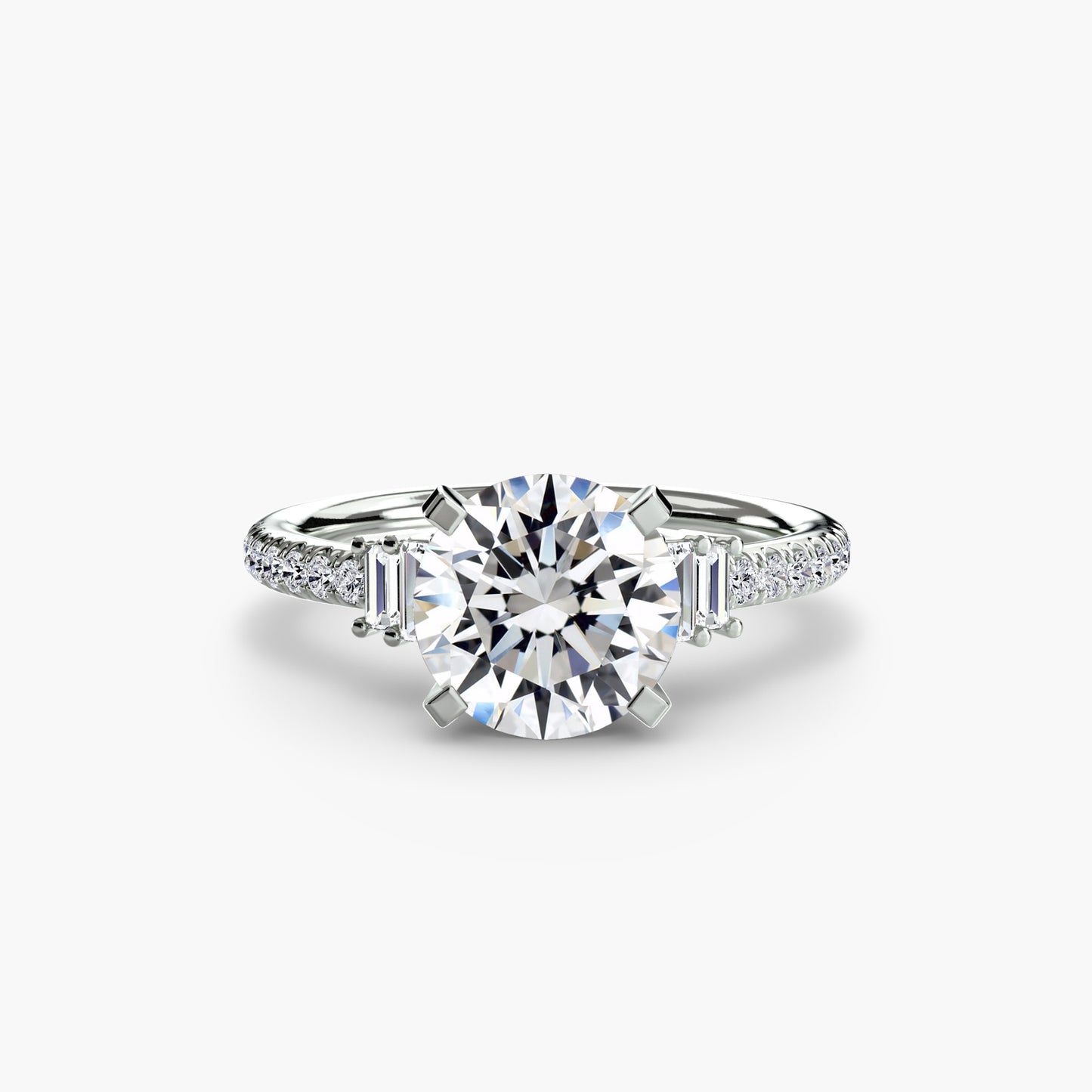 Solitaire Engagement Ring with Pavé Band - 2.4mm