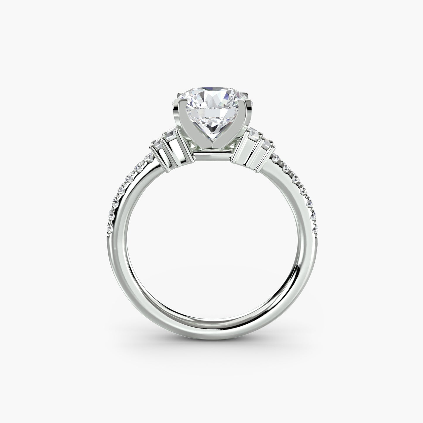 Solitaire Engagement Ring with Pavé Band - 2.4mm