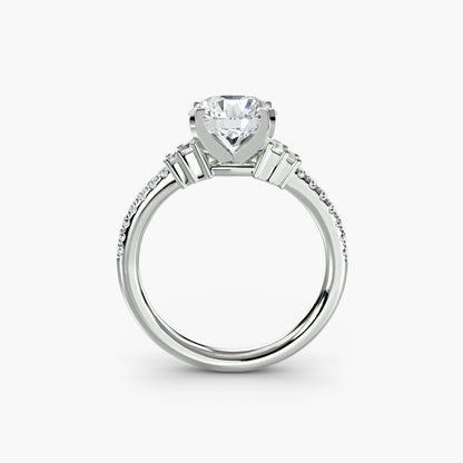 Solitaire Engagement Ring with Pavé Band - 2.4mm