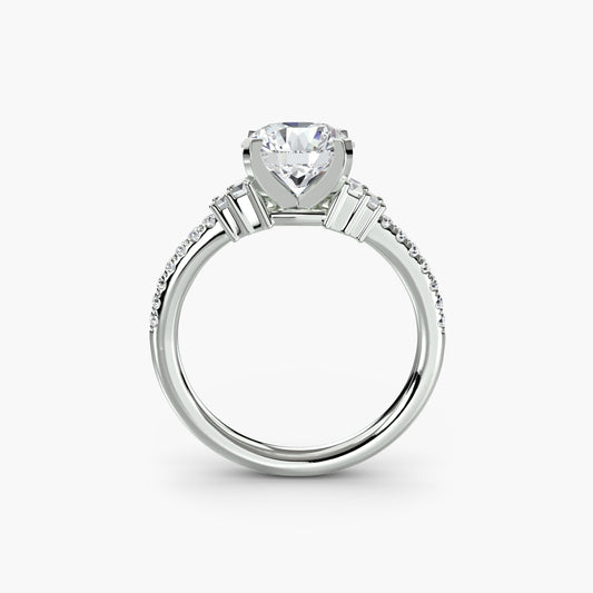 Solitaire Engagement Ring with Pavé Band - 2.4mm