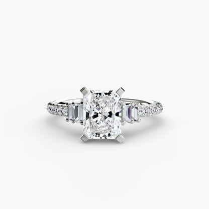 Solitaire Engagement Ring with Pavé Band - 2.4mm