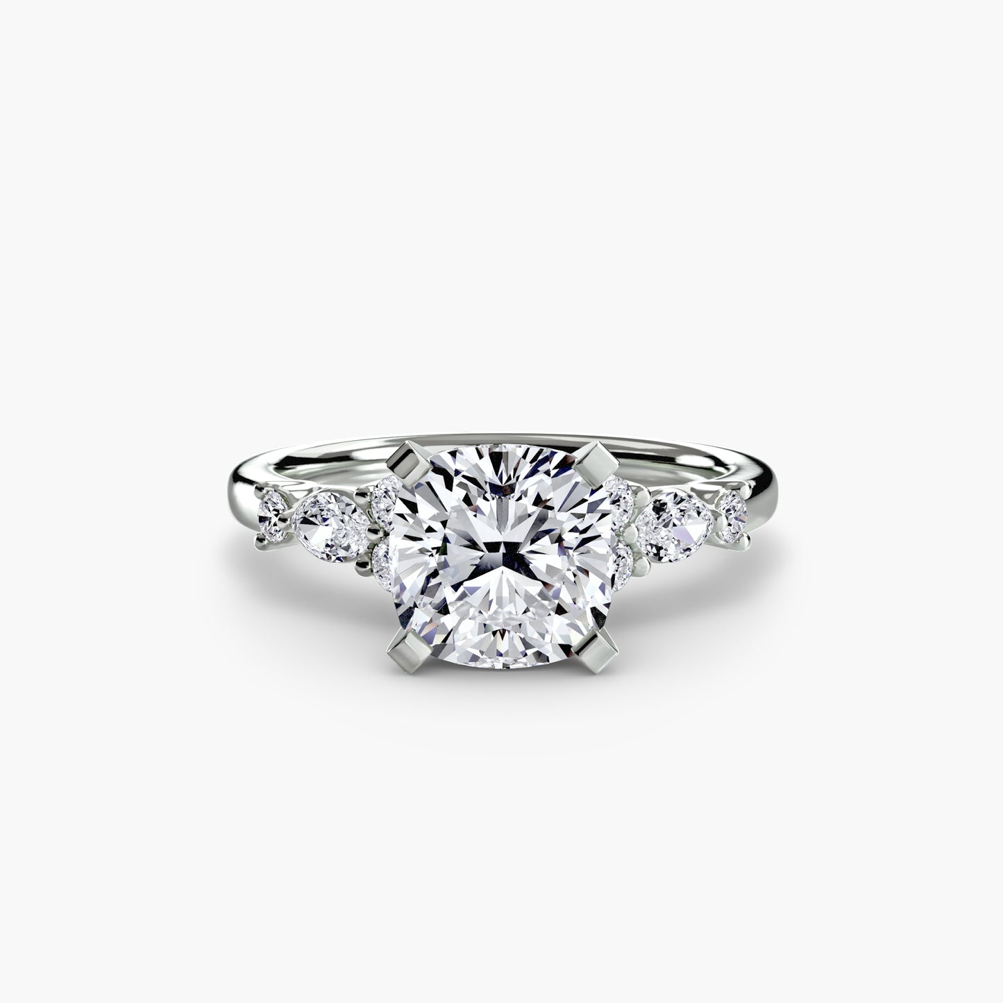 Floral Accent Solitaire Engagement Ring - 2.2mm