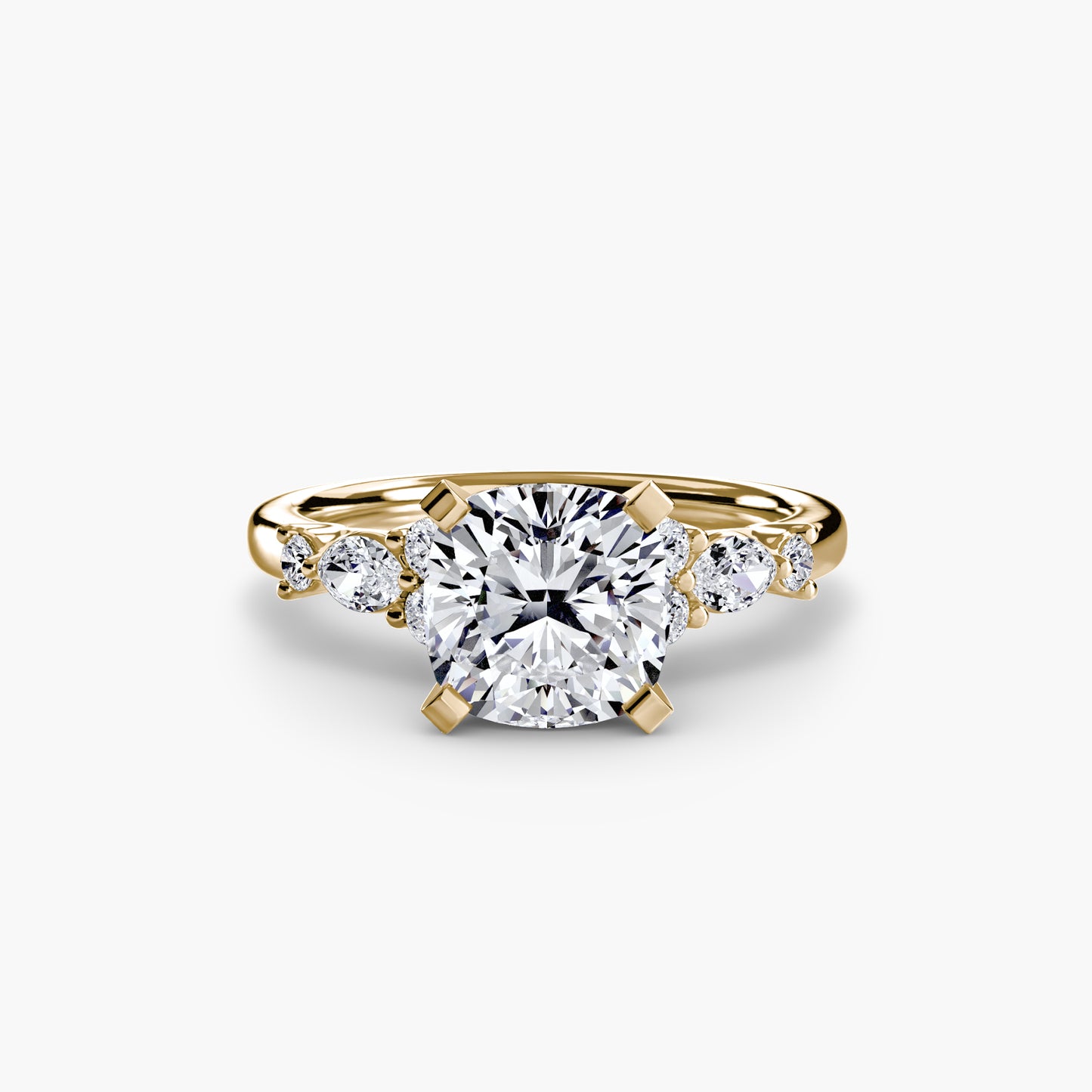 Floral Accent Solitaire Engagement Ring - 2.2mm