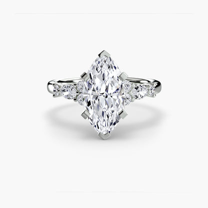 Floral Accent Solitaire Engagement Ring - 2.2mm