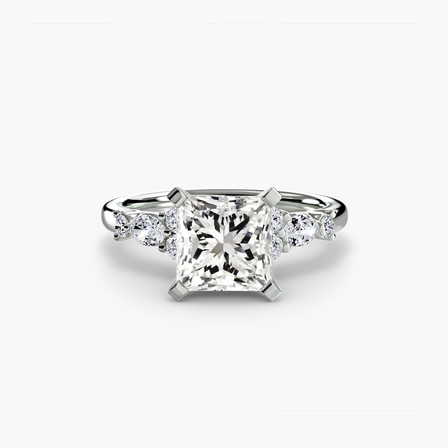 Floral Accent Solitaire Engagement Ring - 2.2mm
