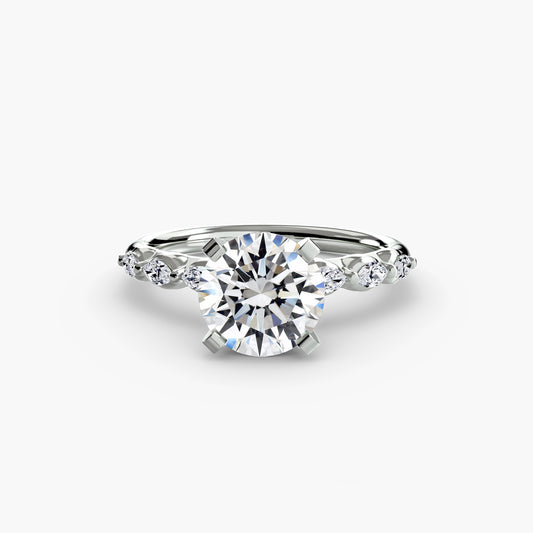 Floral Accent Solitaire Engagement Ring - 2.2mm