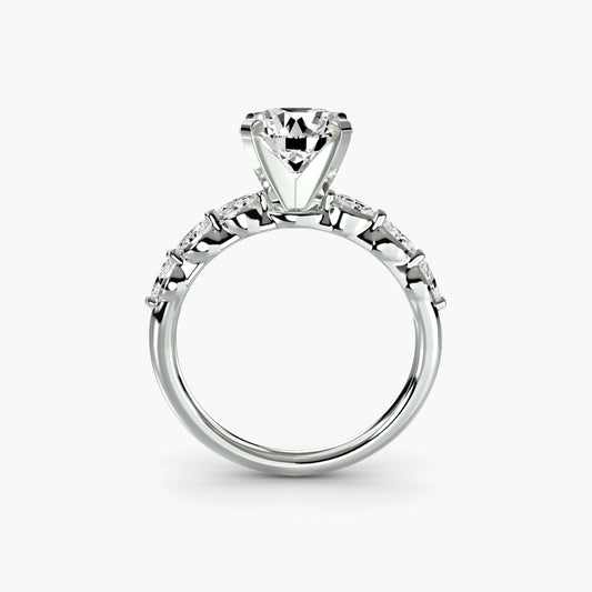 Floral Accent Solitaire Engagement Ring - 2.2mm
