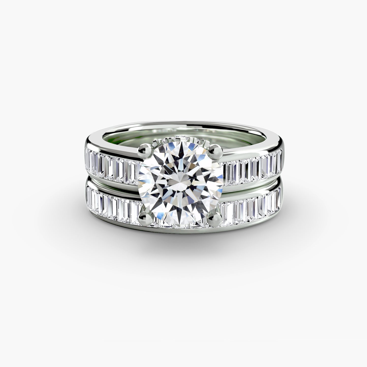 Baguette Channel Solitaire Engagement Ring - 3.6mm