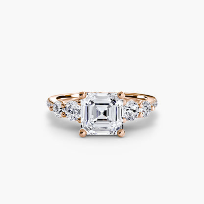Five Stone Engagement Ring with Pavé Band - 2.0mm