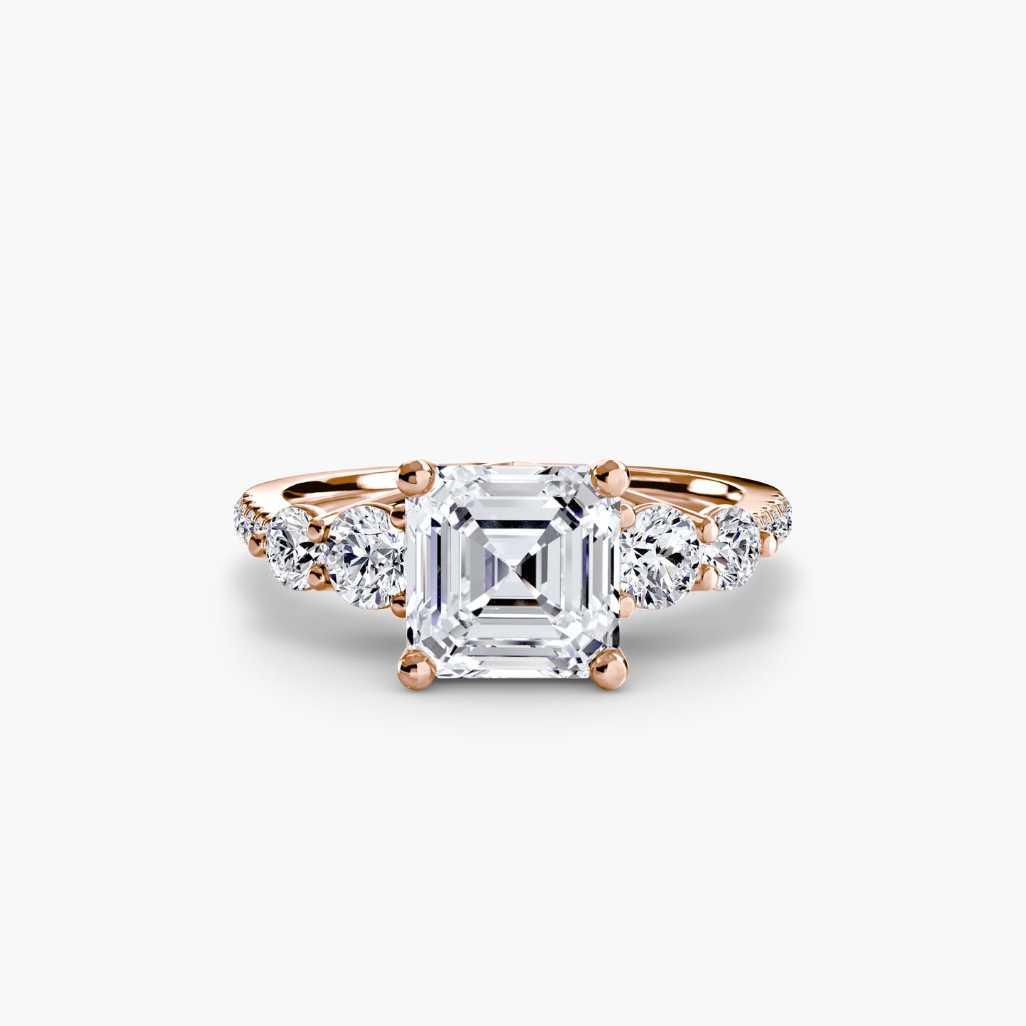 Five Stone Engagement Ring with Pavé Band - 2.0mm