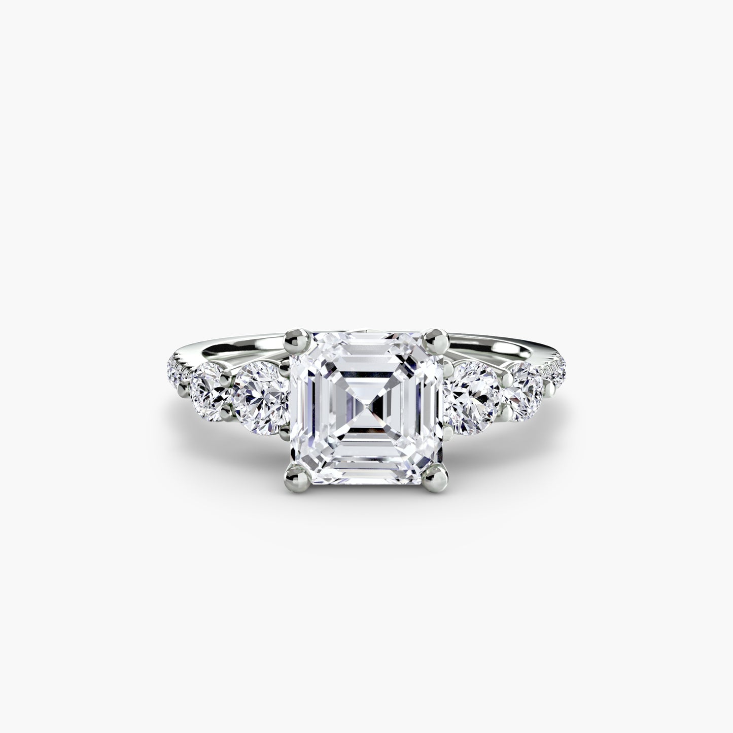 Five Stone Engagement Ring with Pavé Band - 2.0mm