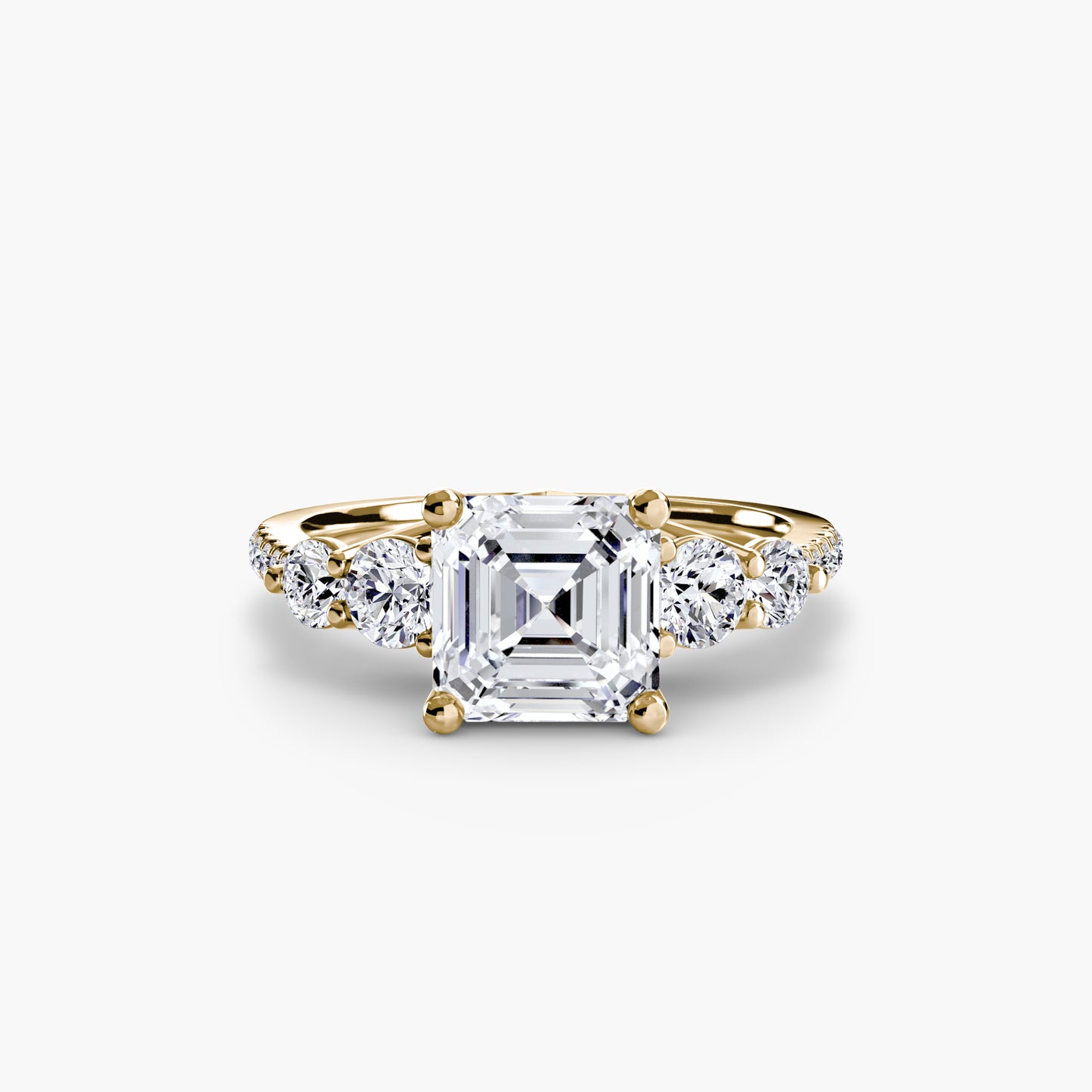 Five Stone Engagement Ring with Pavé Band - 2.0mm