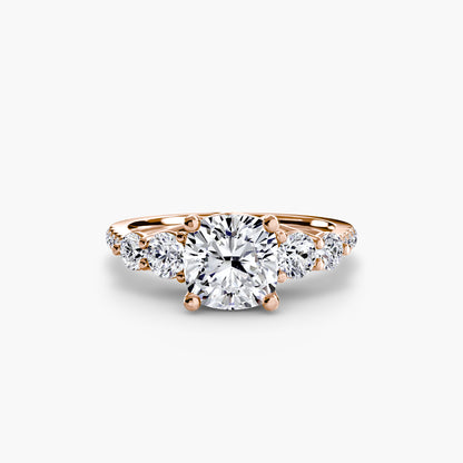 Five Stone Engagement Ring with Pavé Band - 2.0mm