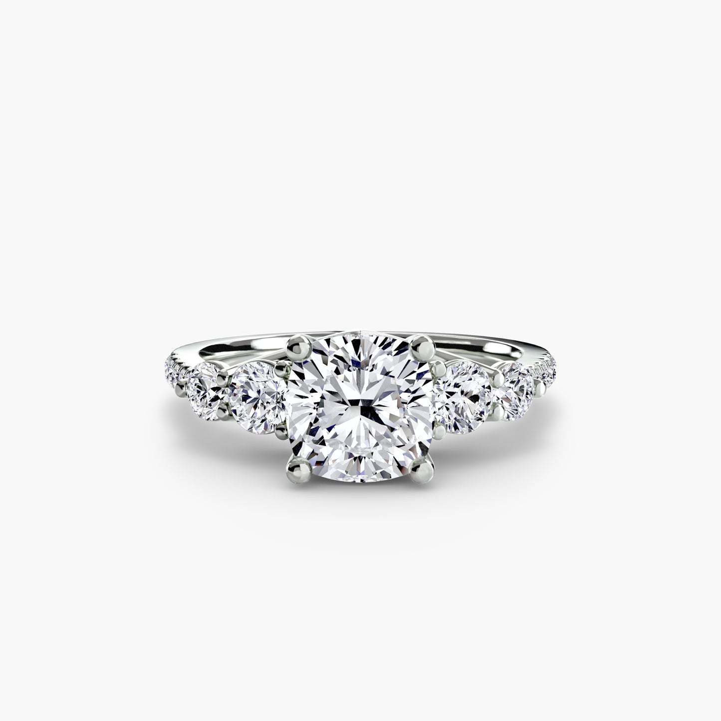 Five Stone Engagement Ring with Pavé Band - 2.0mm