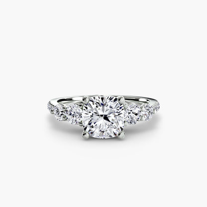 Five Stone Engagement Ring with Pavé Band - 2.0mm