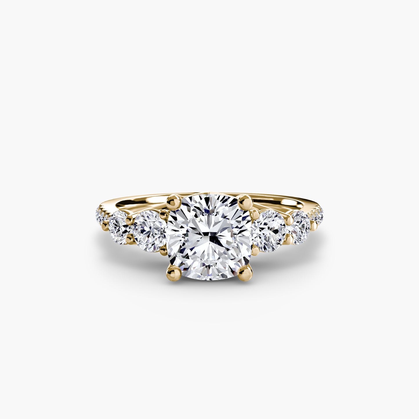 Five Stone Engagement Ring with Pavé Band - 2.0mm