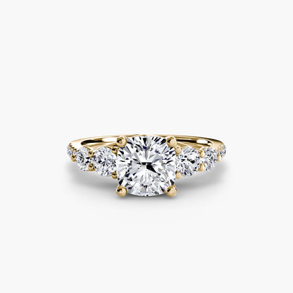Five Stone Engagement Ring with Pavé Band - 2.0mm
