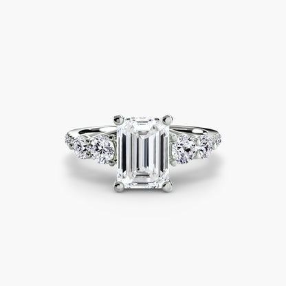 Five Stone Engagement Ring with Pavé Band - 2.0mm