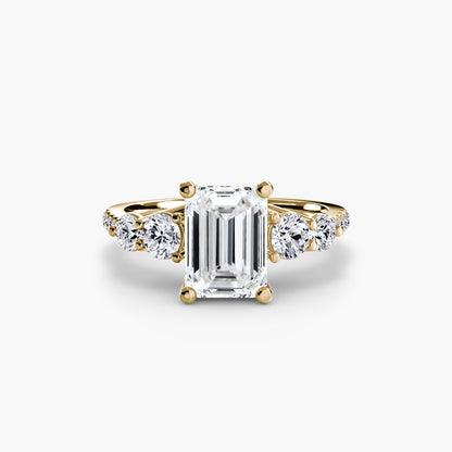 Five Stone Engagement Ring with Pavé Band - 2.0mm