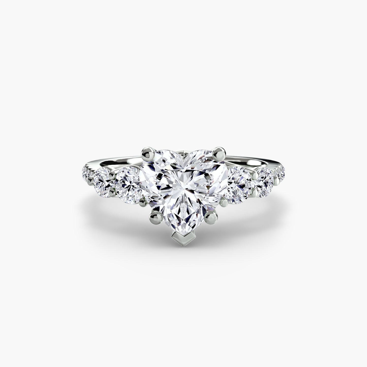 Five Stone Engagement Ring with Pavé Band - 2.0mm