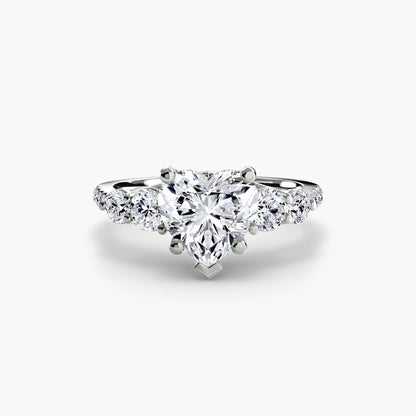 Five Stone Engagement Ring with Pavé Band - 2.0mm