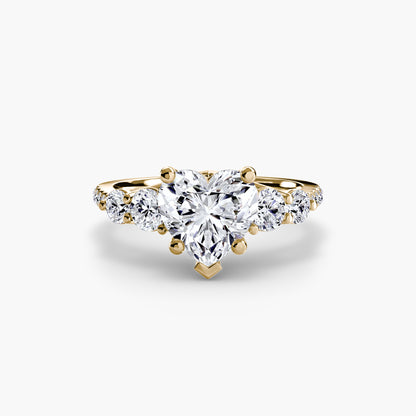 Five Stone Engagement Ring with Pavé Band - 2.0mm