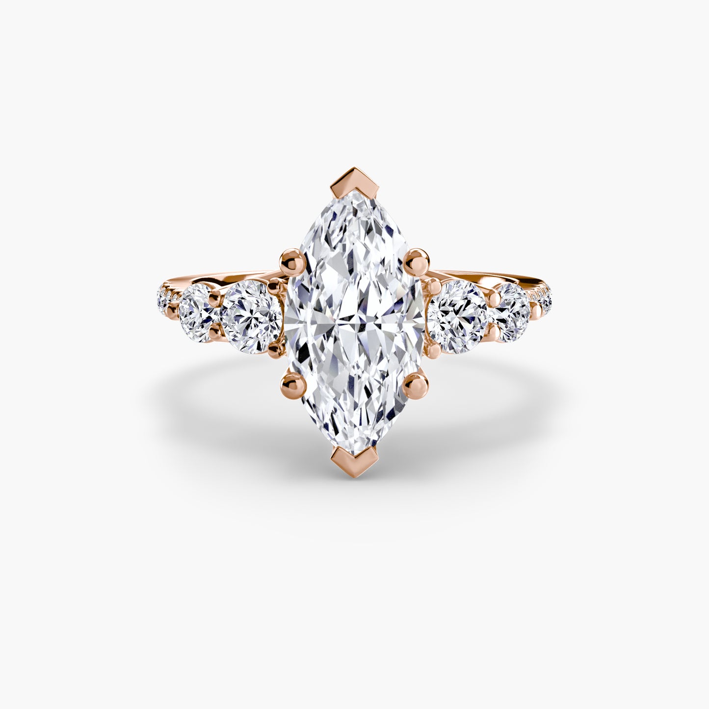 Five Stone Engagement Ring with Pavé Band - 2.0mm
