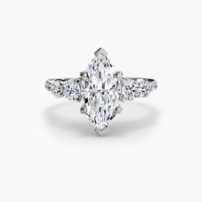 Five Stone Engagement Ring with Pavé Band - 2.0mm