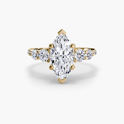 Five Stone Engagement Ring with Pavé Band - 2.0mm