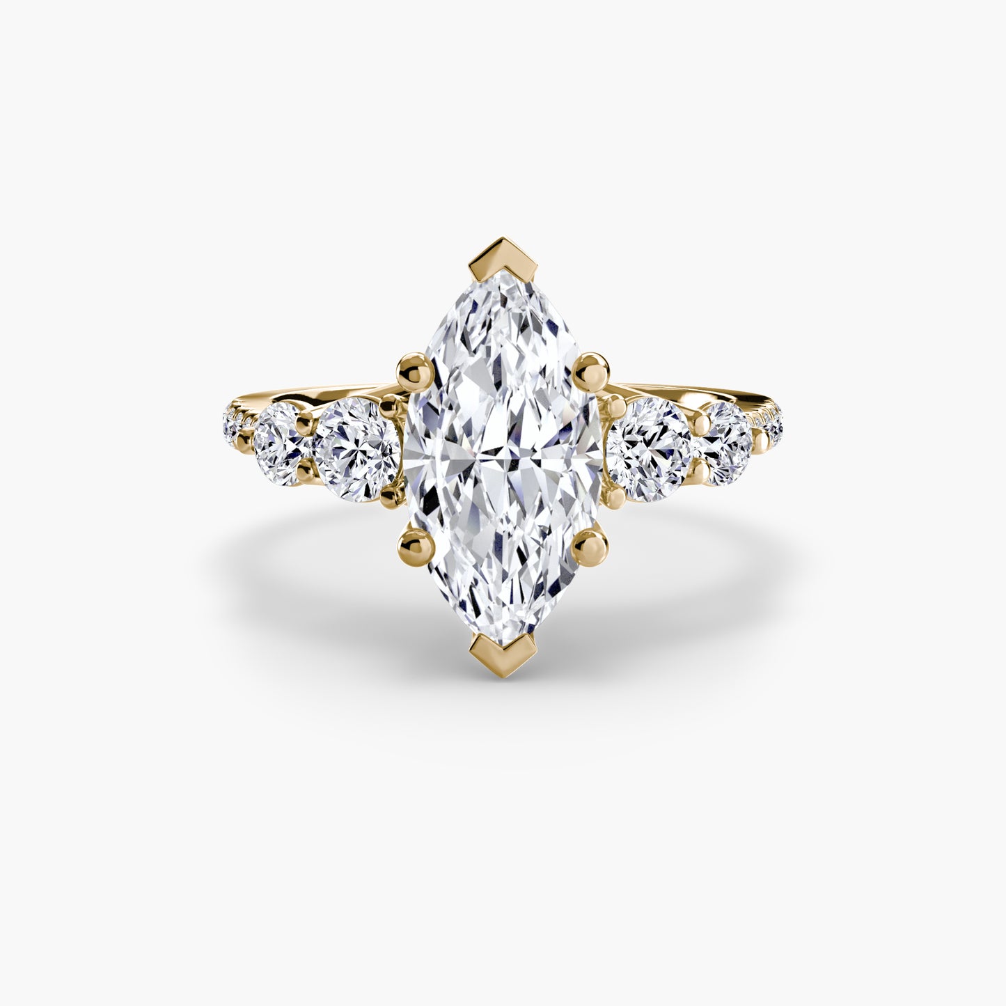 Five Stone Engagement Ring with Pavé Band - 2.0mm