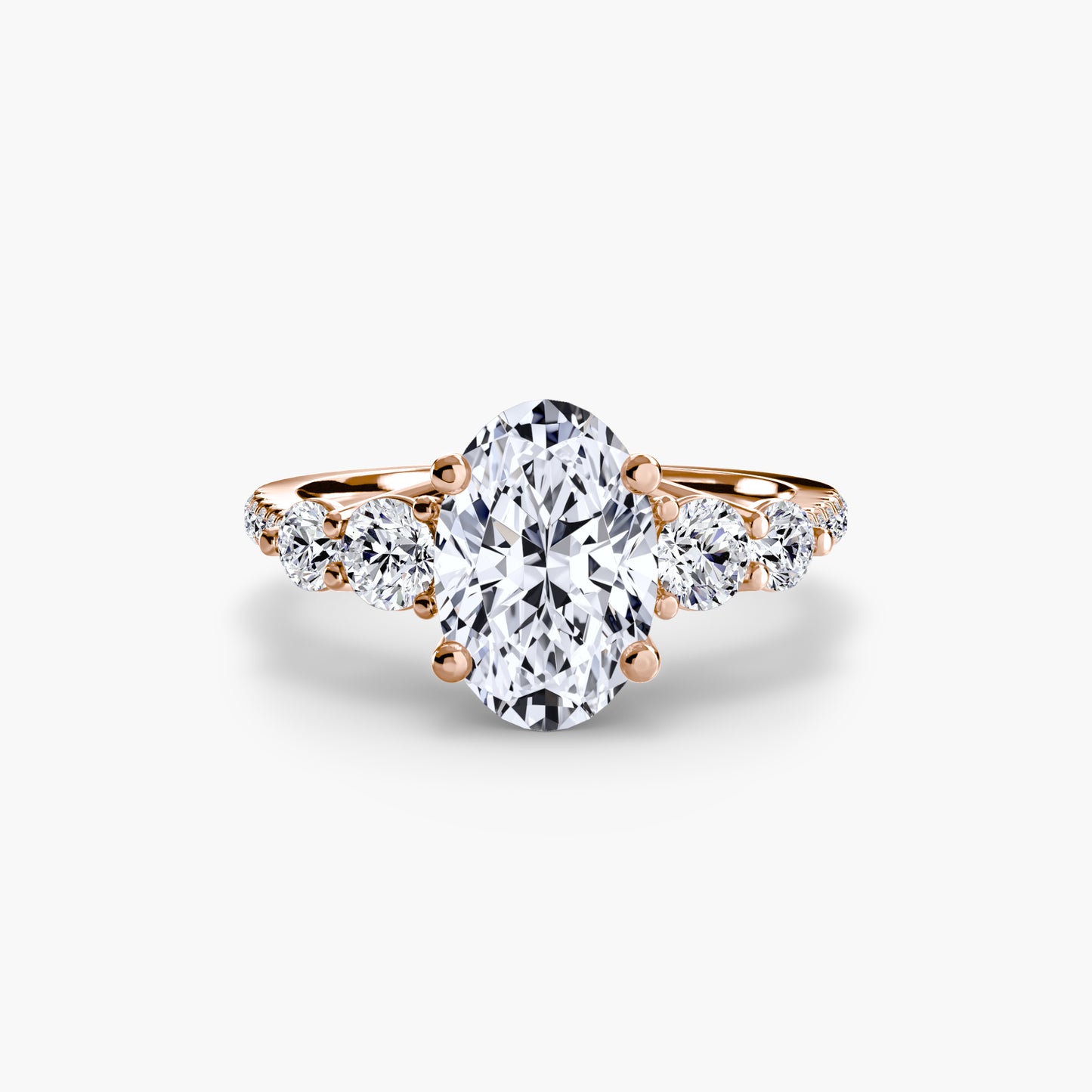 Five Stone Engagement Ring with Pavé Band - 2.0mm