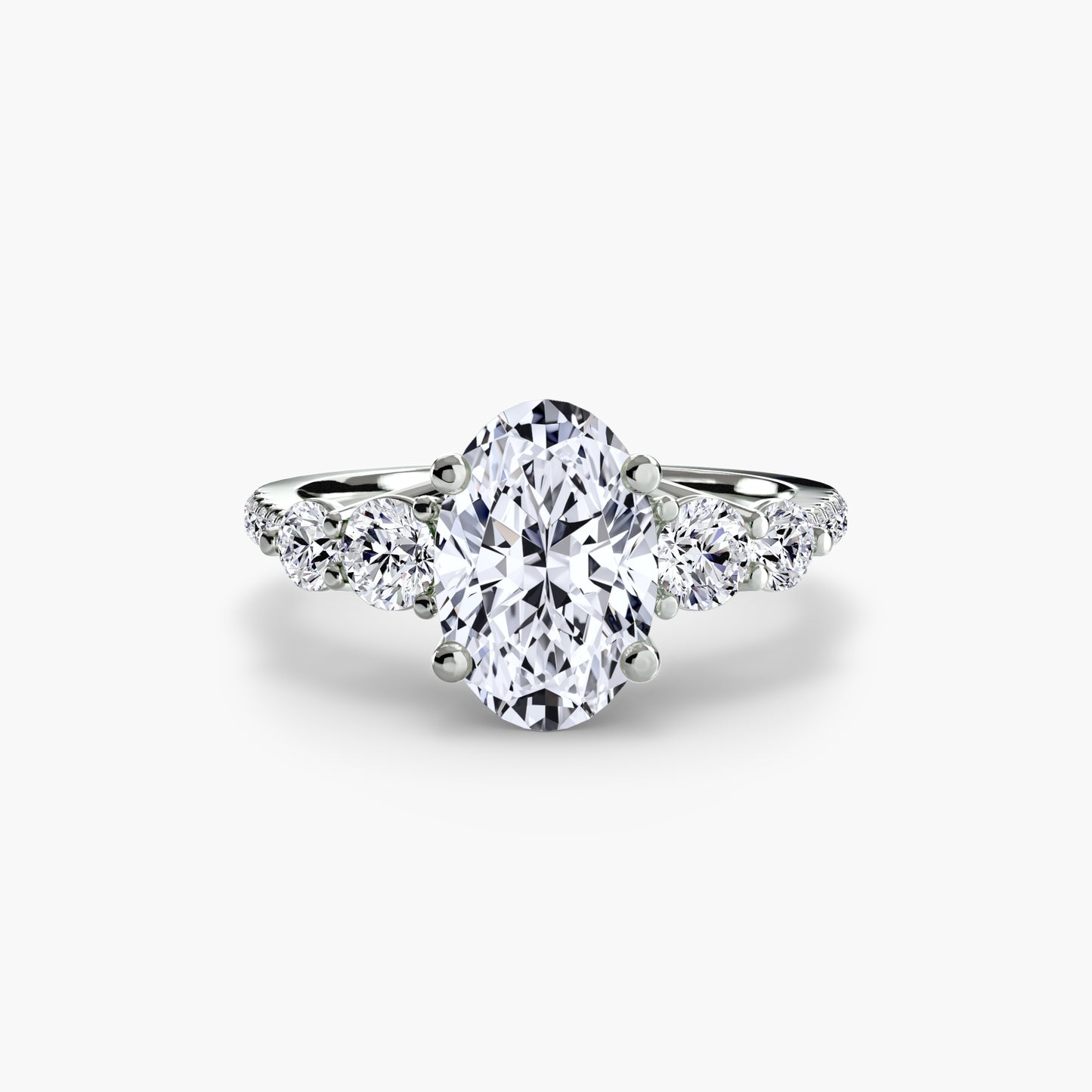 Five Stone Engagement Ring with Pavé Band - 2.0mm