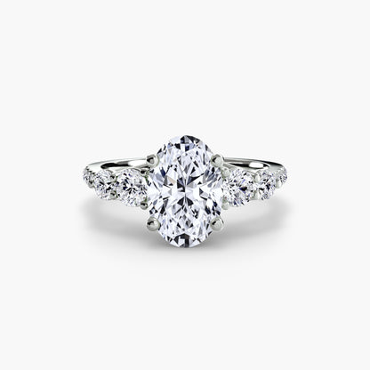 Five Stone Engagement Ring with Pavé Band - 2.0mm