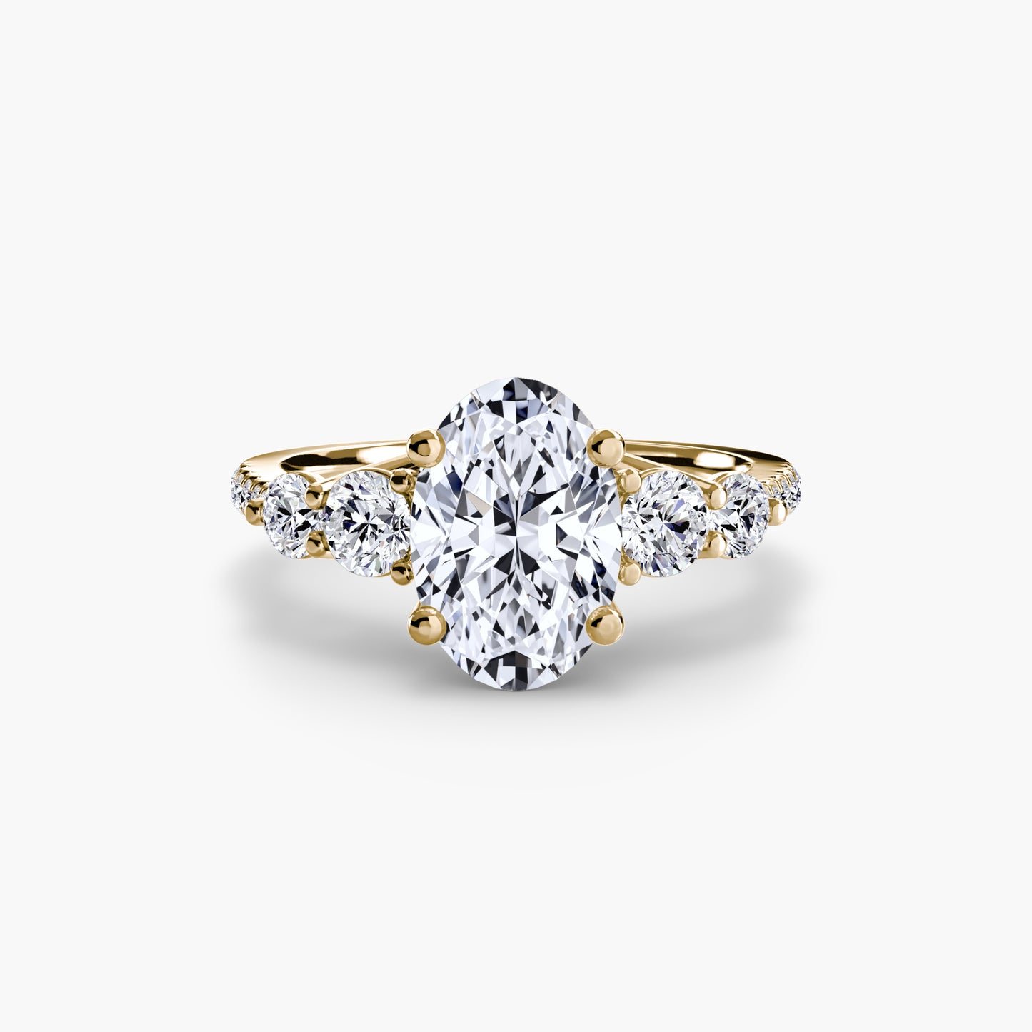 Five Stone Engagement Ring with Pavé Band - 2.0mm