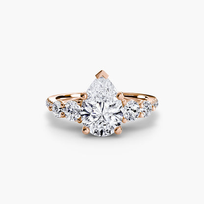 Five Stone Engagement Ring with Pavé Band - 2.0mm