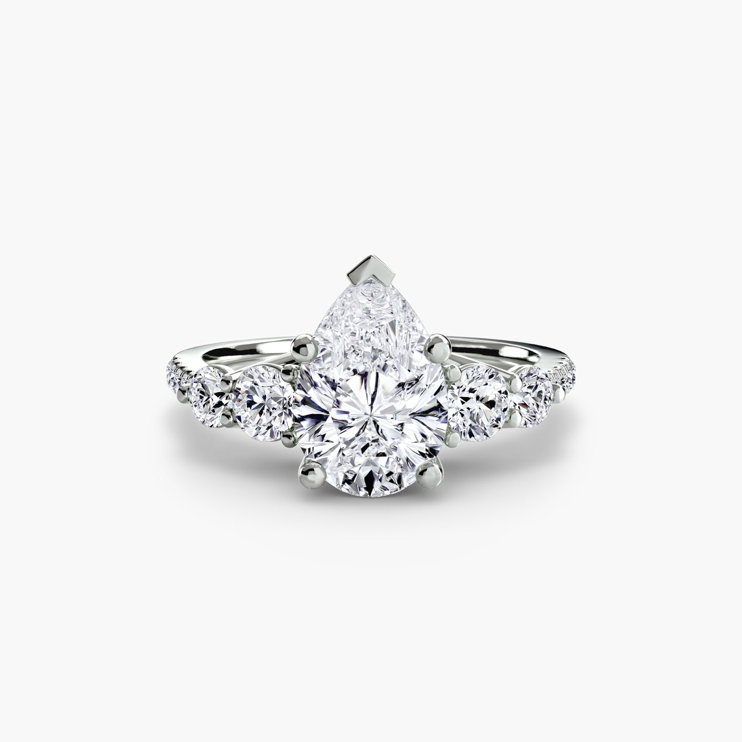 Five Stone Engagement Ring with Pavé Band - 2.0mm