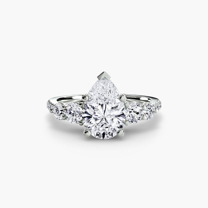 Five Stone Engagement Ring with Pavé Band - 2.0mm
