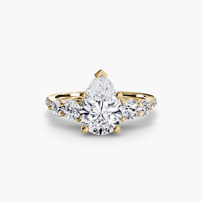 Five Stone Engagement Ring with Pavé Band - 2.0mm