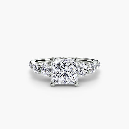 Five Stone Engagement Ring with Pavé Band - 2.0mm
