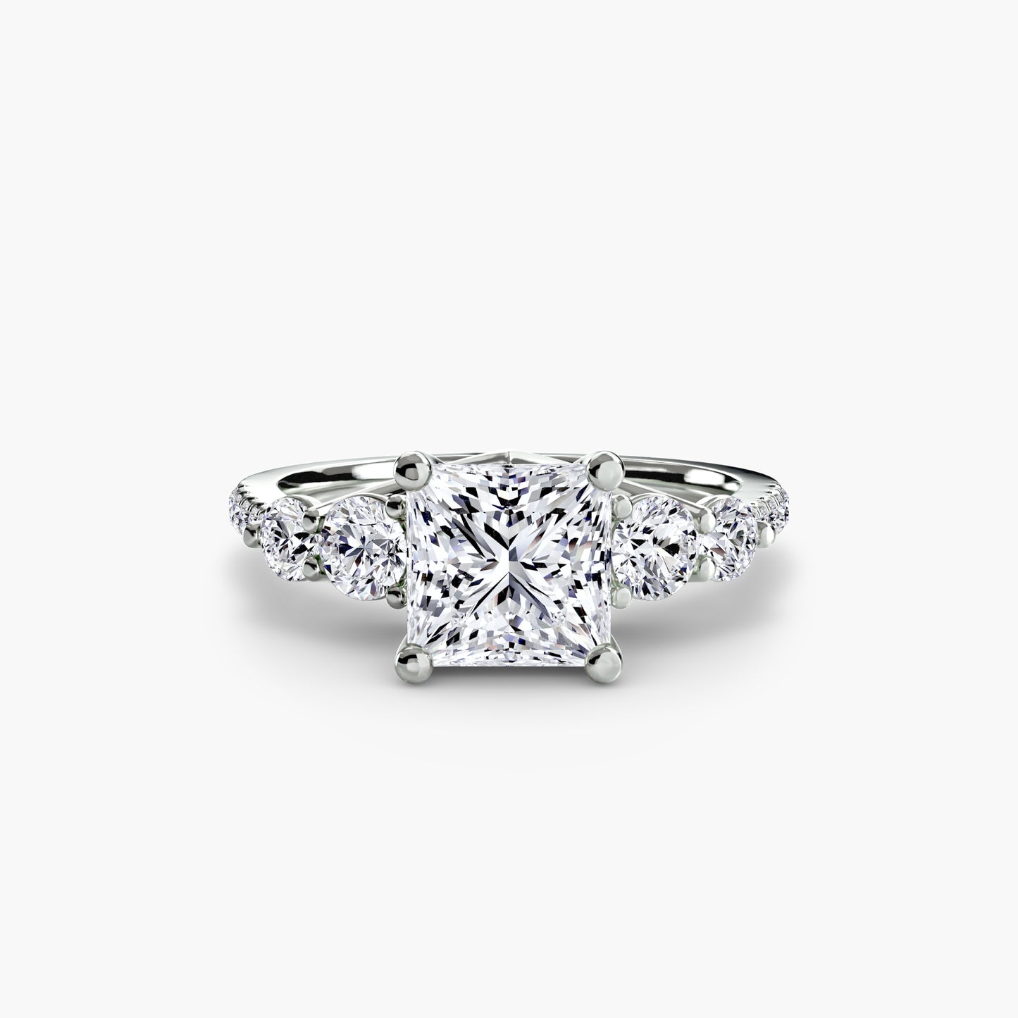 Five Stone Engagement Ring with Pavé Band - 2.0mm