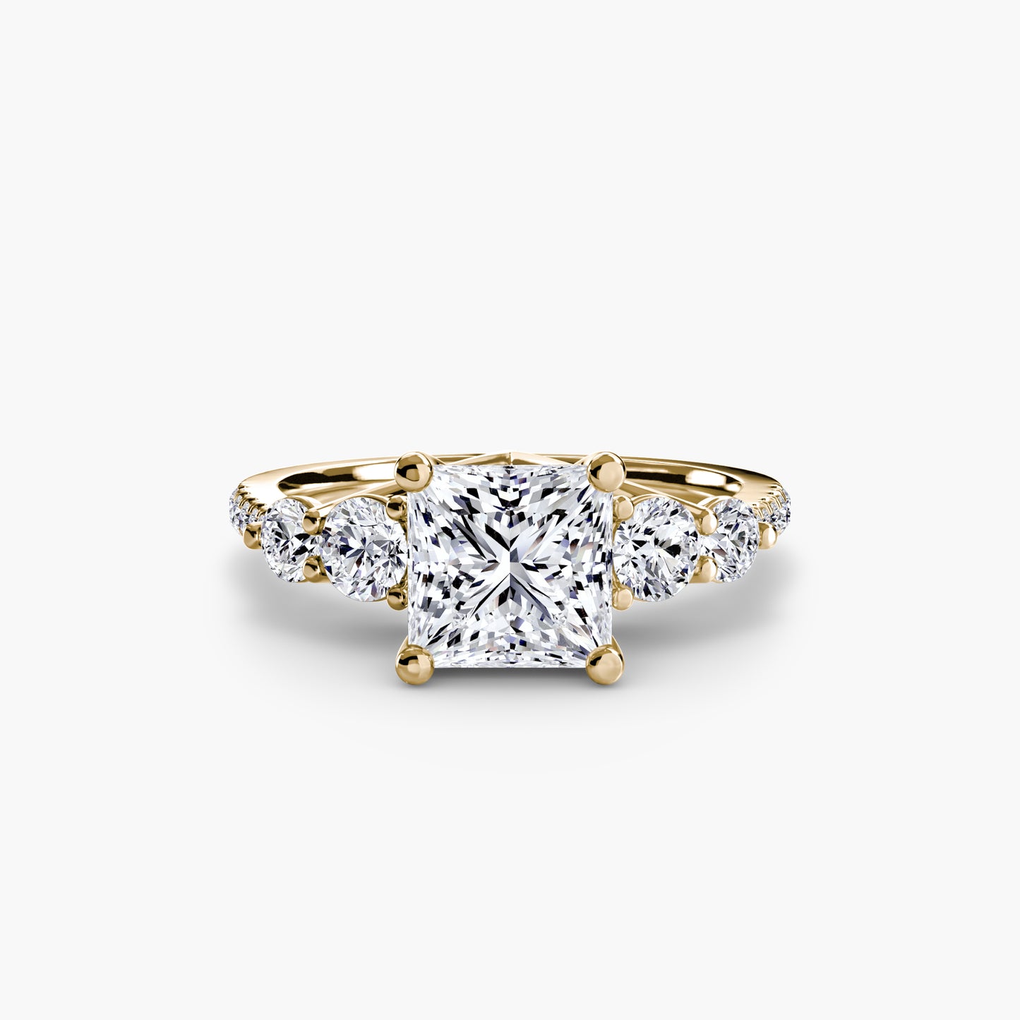 Five Stone Engagement Ring with Pavé Band - 2.0mm
